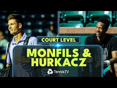 gael-monfils-&-hubert-hurkacz-entertaining-practice-from-court-level-|-indian-wells-2023