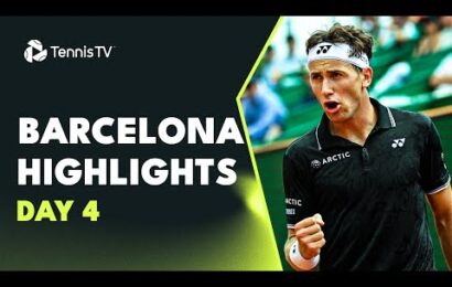 alcaraz-plays-bautista-agut;-tsitsipas,-ruud-&-sinner-in-action-|-barcelona-2023-highlights-day-4