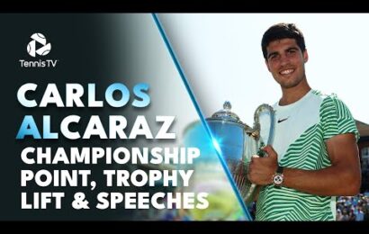 carlos-alcaraz’s-queen’s-championship-point,-trophy-lift-&-speeches