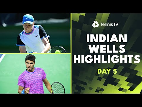 alcaraz-&-sinner-headline;-tsitsipas,-tiafoe,-rublev-feature-|-indian-wells-2024-day-5-highlights