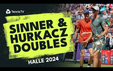 jannik-sinner-&-hubert-hurkacz-play-doubles-together-|-halle-2024-match-highlights