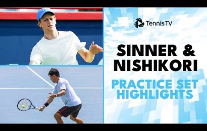 jannik-sinner-&-kei-nishikori-practice-set-highlights-|-montreal-2024