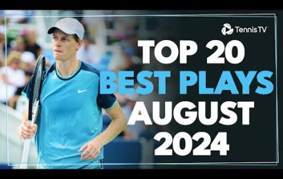 sinner-takes-a-tumble,-around-the-net-shots-&-tiafoe-tricks-|-top-20-best-plays-from-august-2024