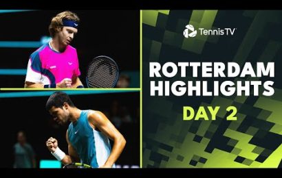 alcaraz-plays-van-de-zandschulp;-rublev,-rune-&-more-feature-|-rotterdam-2025-day-2-highlights